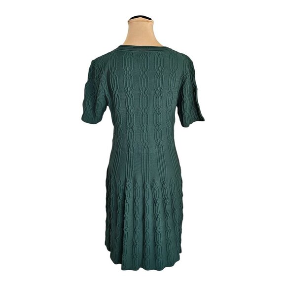 Catherine Malandrino Green Raised Graphic Knit Style Dress Sz L - Picture 6 of 10